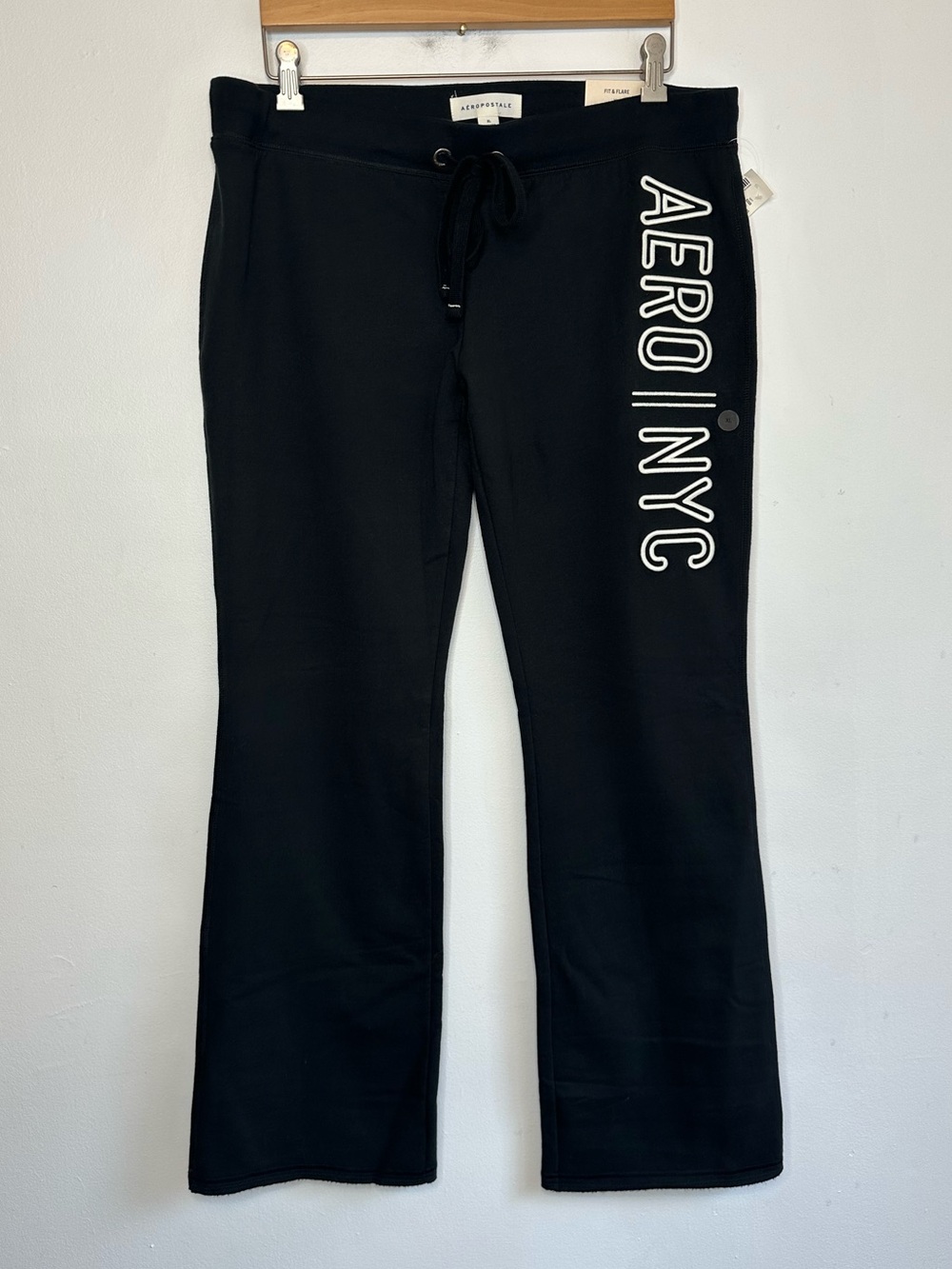 Aeropostale Aero Women’s Black Fit & Flare Stretch Fleece Sweat Pant Size XL